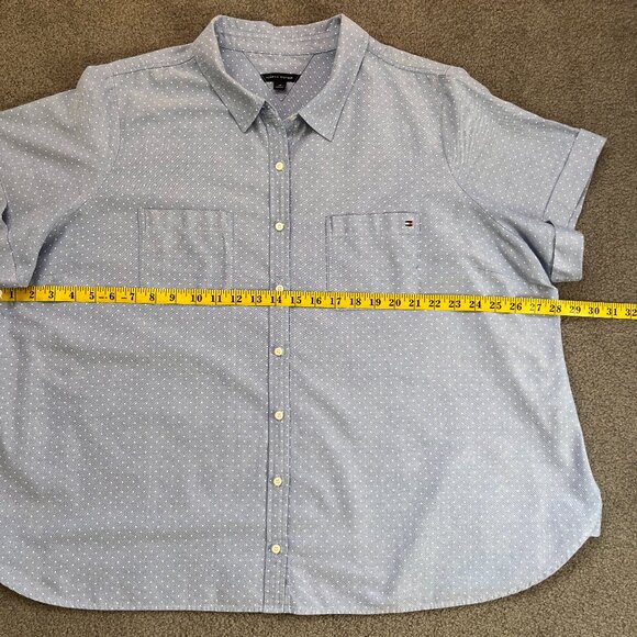 Tommy Hilfiger | Polka Dot button up short sleeve 100% Cotton shirt, size 2XL - Picture 6 of 9